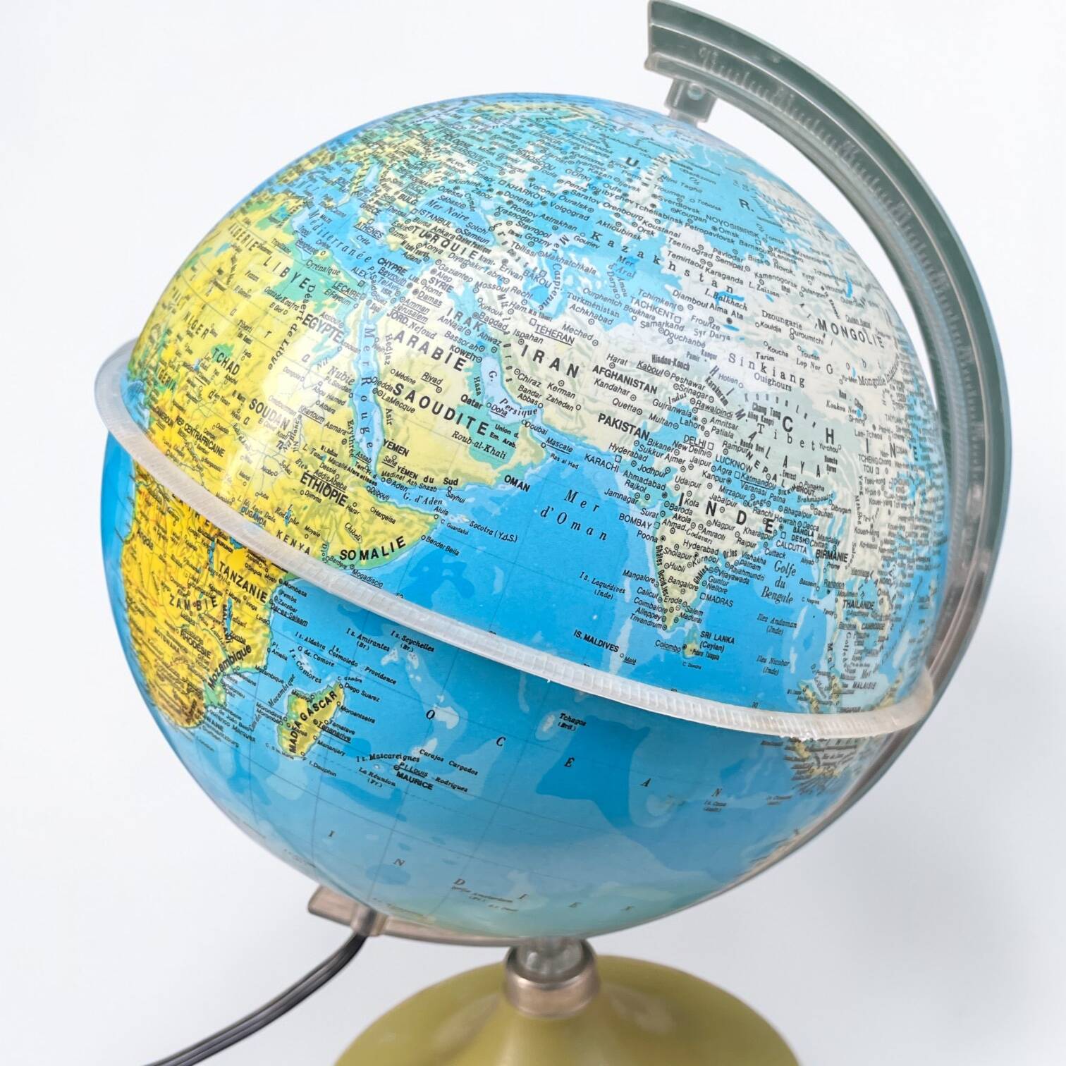 Vintage illuminated world map plastic globe