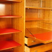 Chest of drawers wardrobe secretary showcase in blond wood 1960