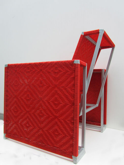 Fauteuil tissé en nylon rouge