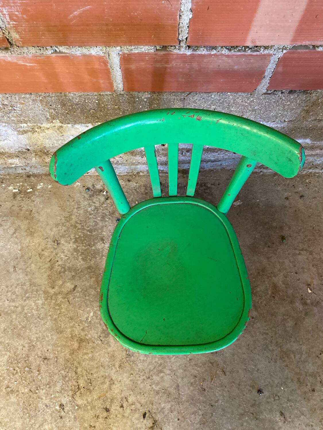 Antique Bistrot Chair Baumann Style Turned Wood Green Vintage