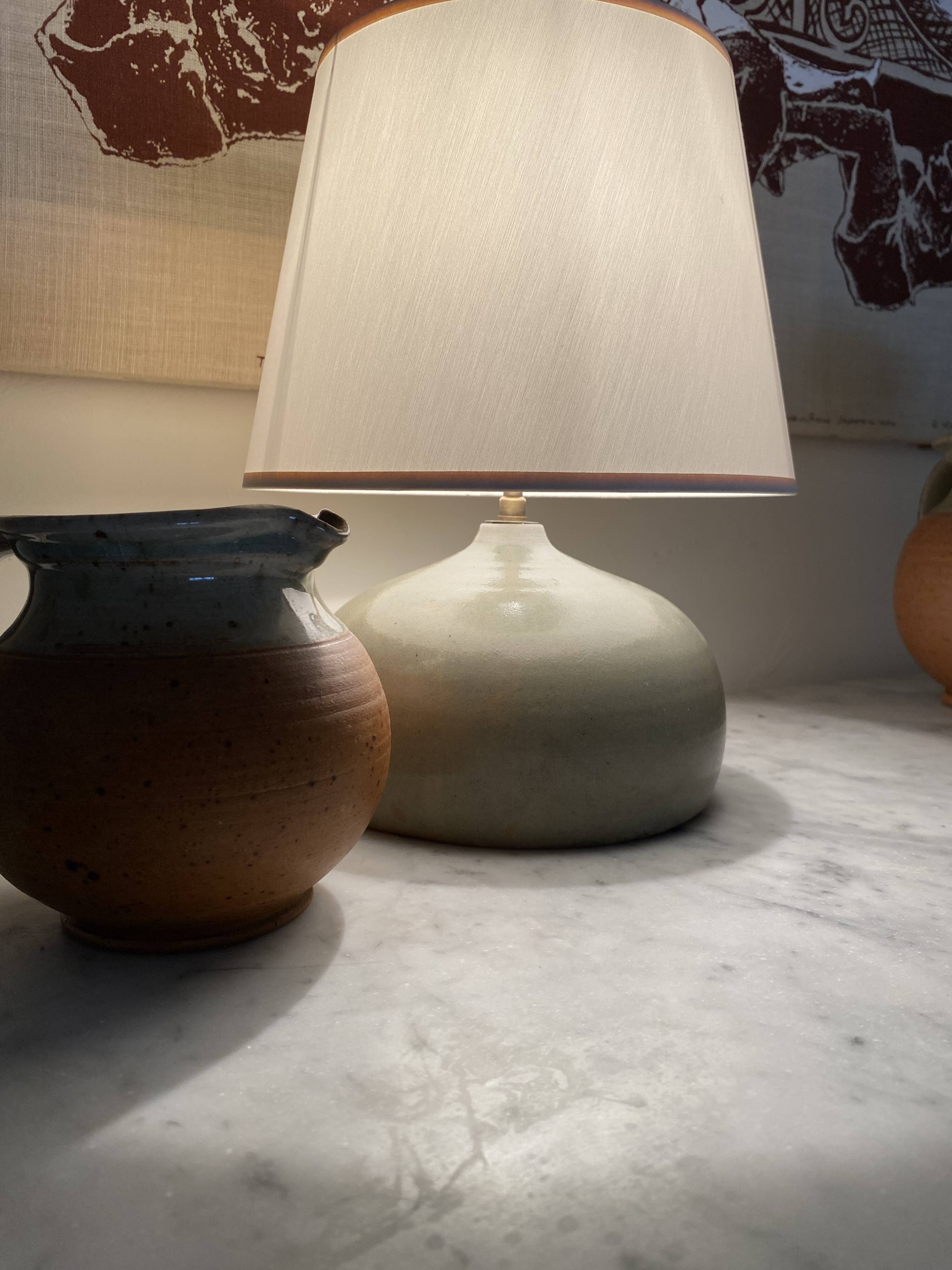 Lampe céramique, câble tissu 2m, abat-jour tissu