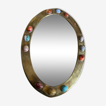 Brass mirror - inlay agathe - 46x33cm