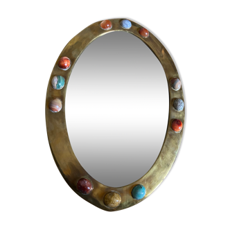 Brass mirror - inlay agathe - 46x33cm