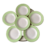 Set of 6 pastel green honeycomb hollow plates Moulin des Loups / L'Amandinoise 50s
