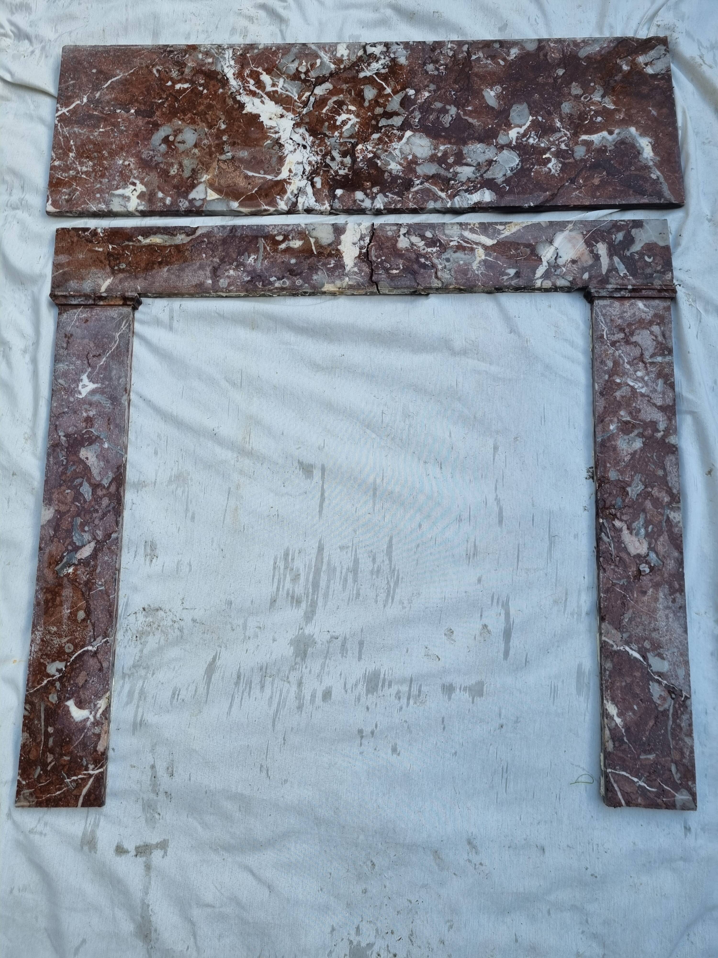 19th century red marble fireplace