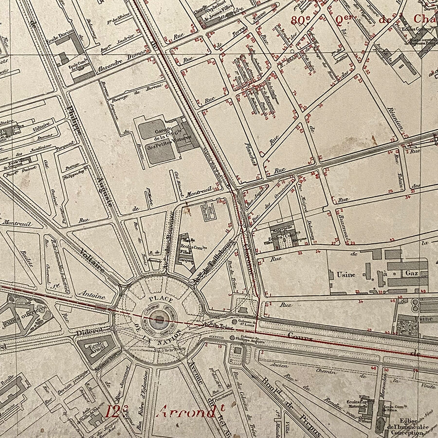 Carte ancienne cartonnée de Paris - 20ème Arrondissement
