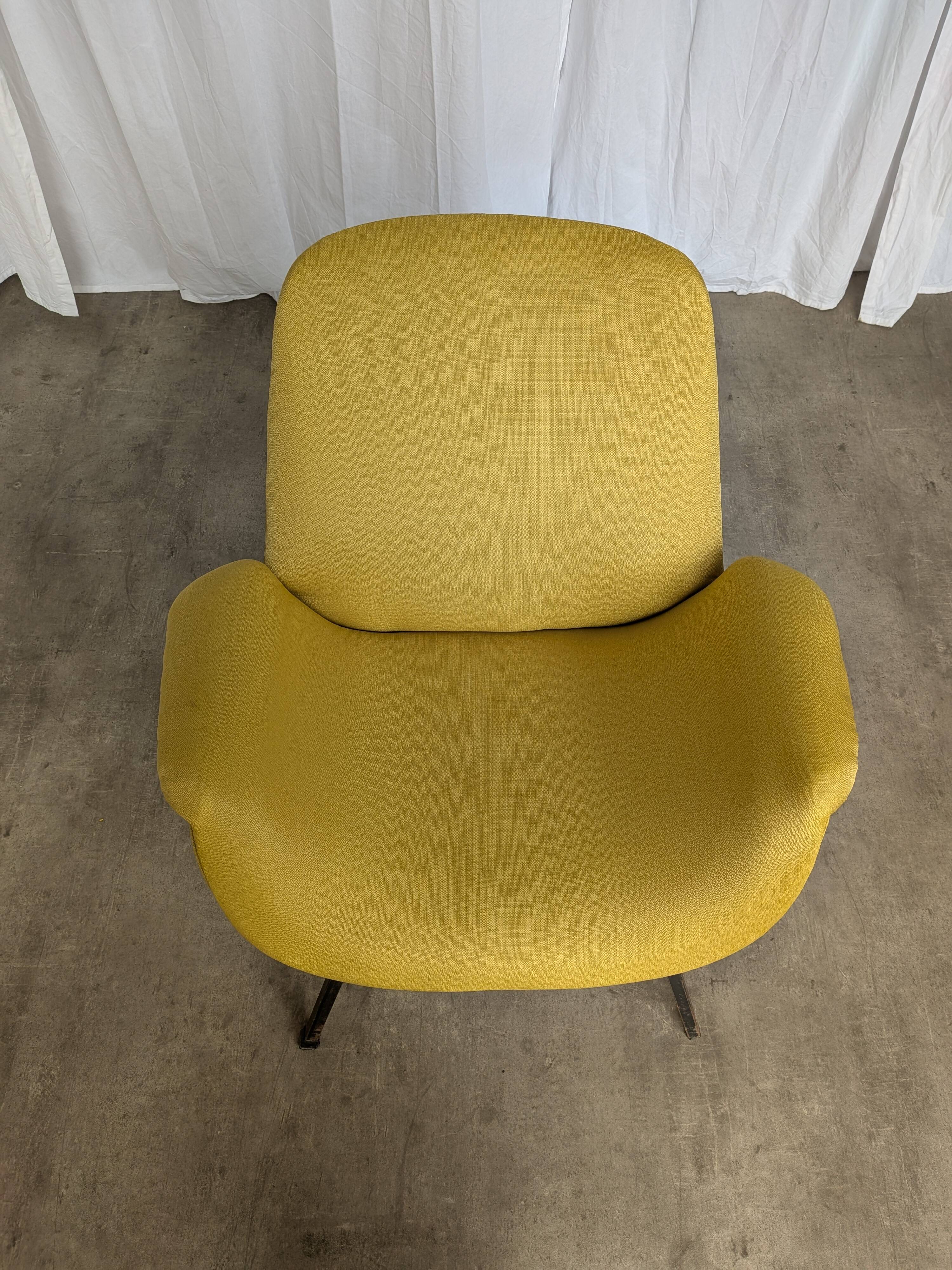 Vintage Mid-Century Modern Yellow Fabric Armchair - Alvin Lustig Style