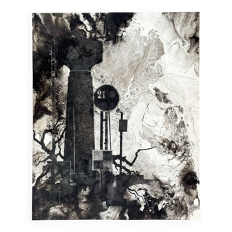 Eugène Eechaut (1928-2019) - ink Composition (1977)