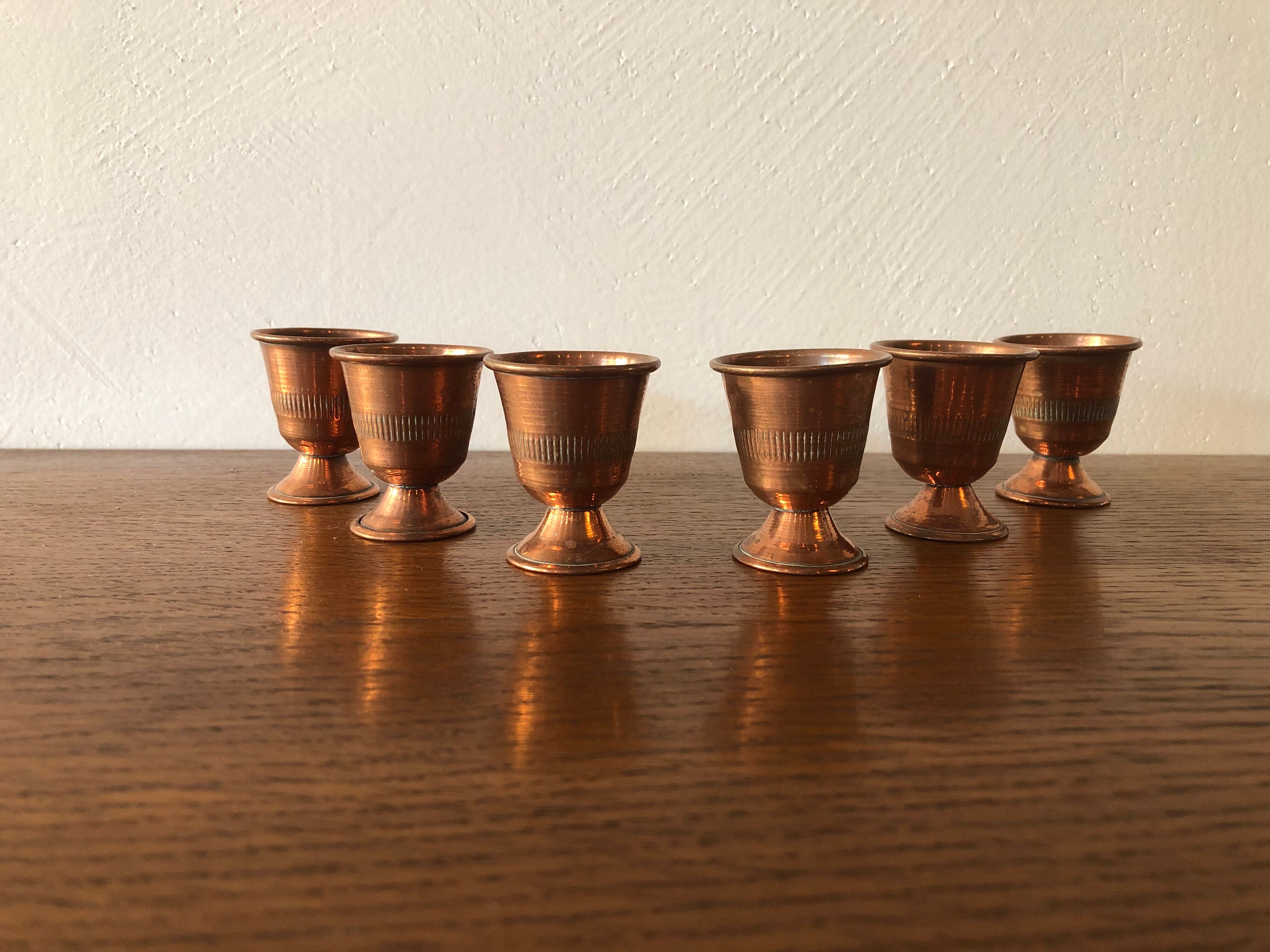 Suite of 6 old copper cockles