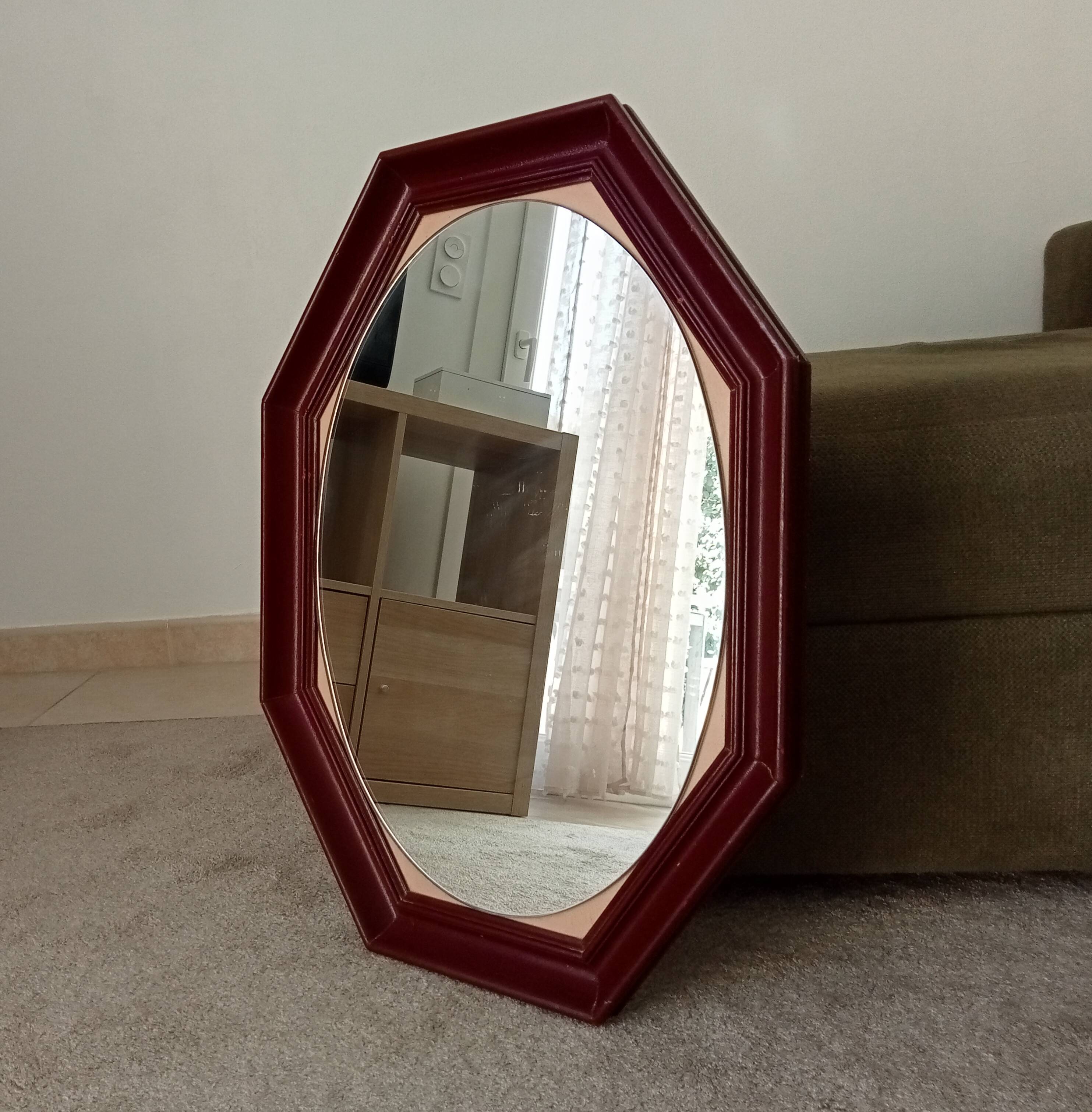 Miroir octogonale art déco en bois massif
