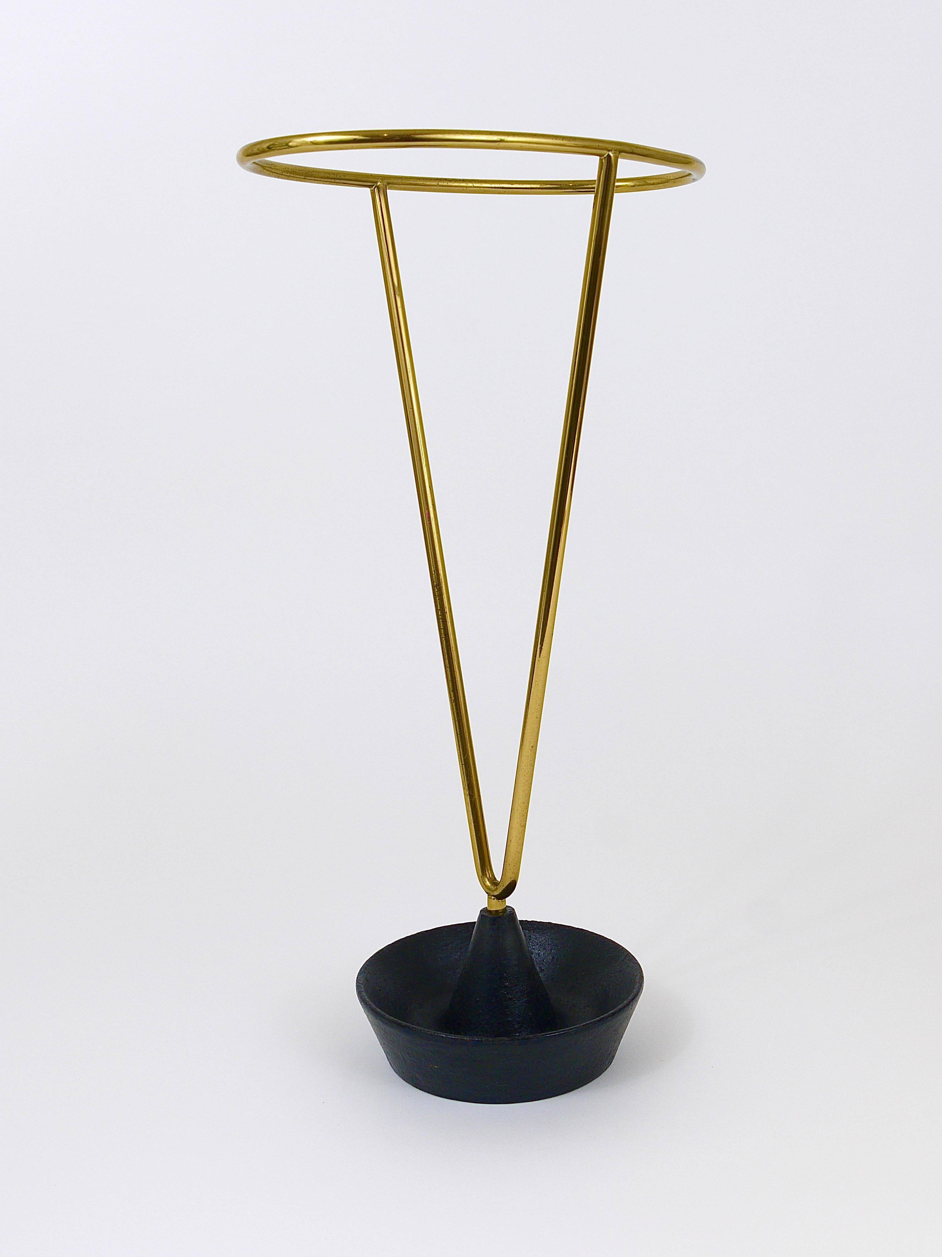 Carl Auböck Umbrella Stand in Brass and Cast Iron, Mid-Century, Austria, 1950s