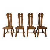 Set of 4 oak dining chairs by De Puydt, Belgium, 1970s