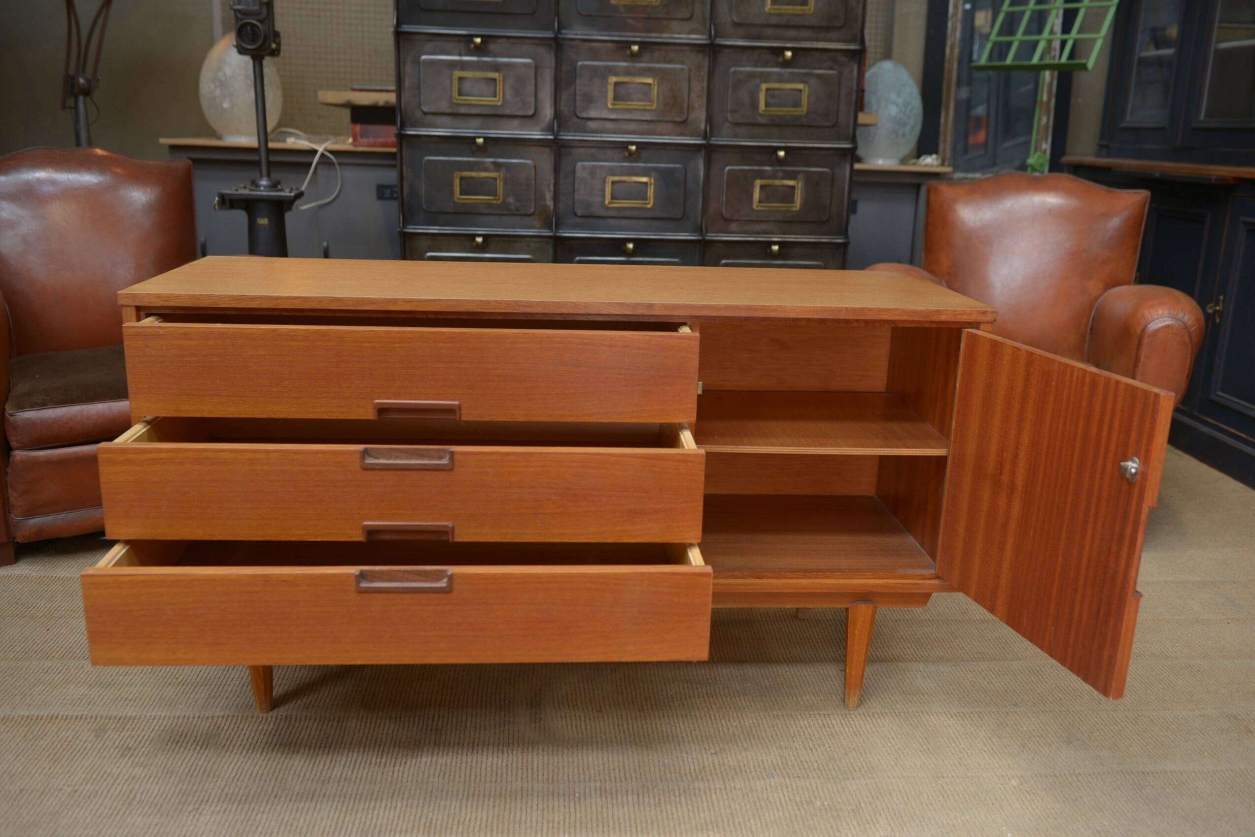 Small vintage teak low cabinet 1960