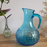 Blue molded glass decanter