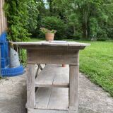 Console, établi en bois blanchi