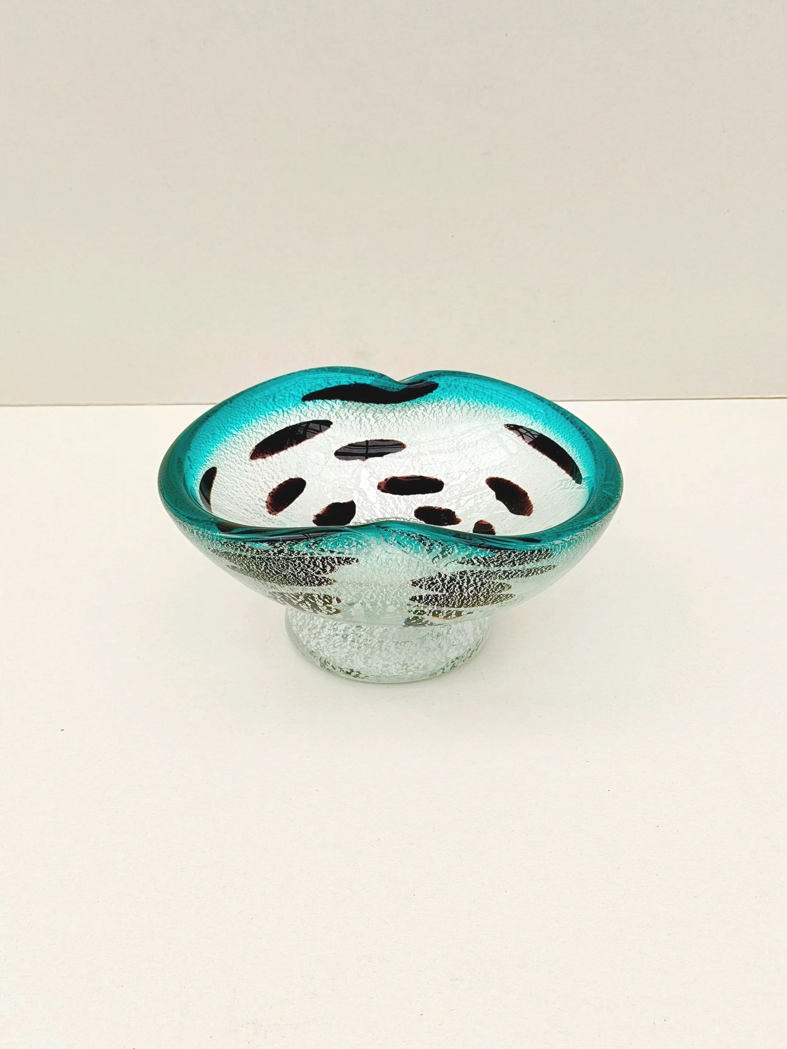 Murano glass catchall with silver inlays, Italy 1960.