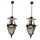 Bronze etched glass light pendants, 1970