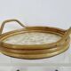 Plateau rond en bambou et nacre Capiz des Philippines, made in Italy, 1970