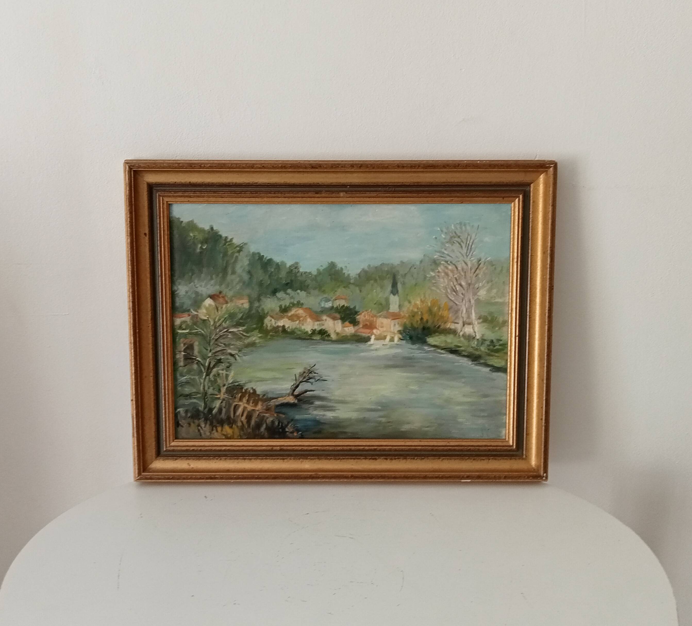 Old painting oil on canvas signed J.V.