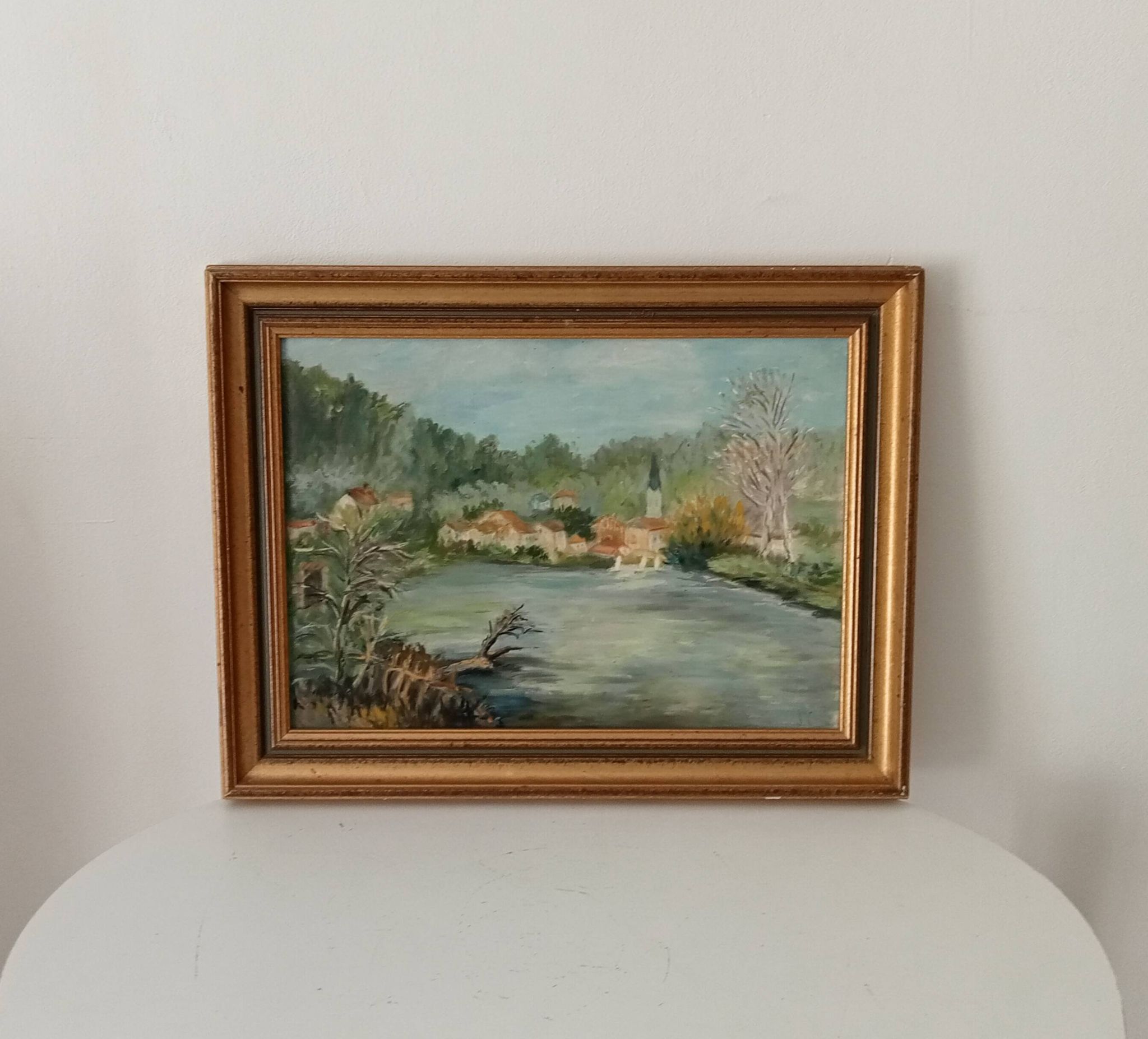 Old painting oil on canvas signed J.V.