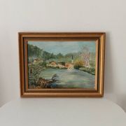 Old painting oil on canvas signed J.V.
