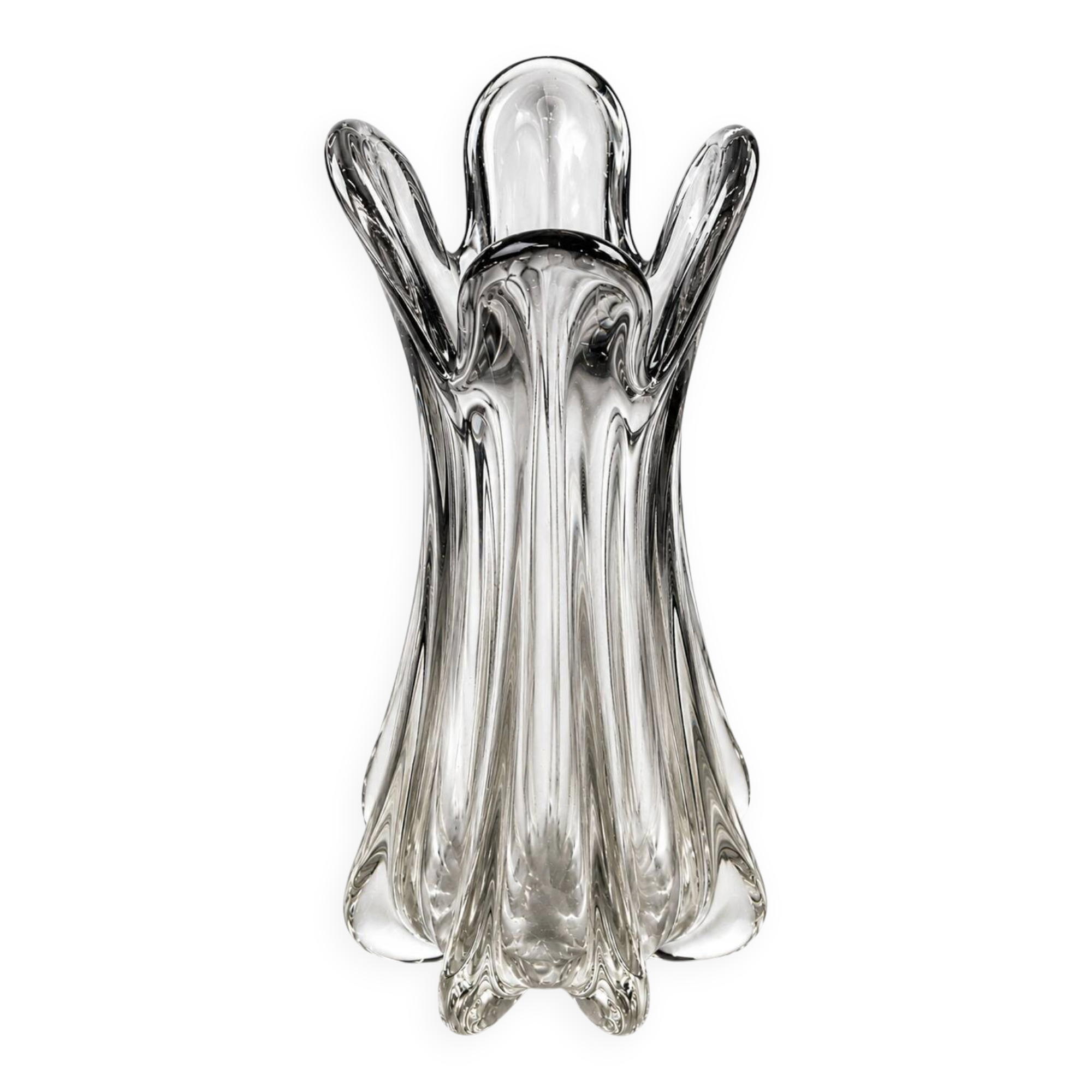 Vase en verre de Murano sommerso forme fleur
