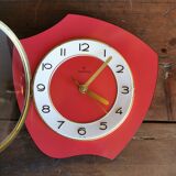 Vintage formica clock asymmetrical silent wall clock "Red Junghans"