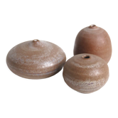 Trio de céramiques vintage cristalisées et oxydées par Antonio Lampecco