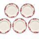 Set of 5 flat plates Céranord Saint-Amand with red floral decoration.
