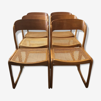 Set of 6 baumann can chairs, 60s