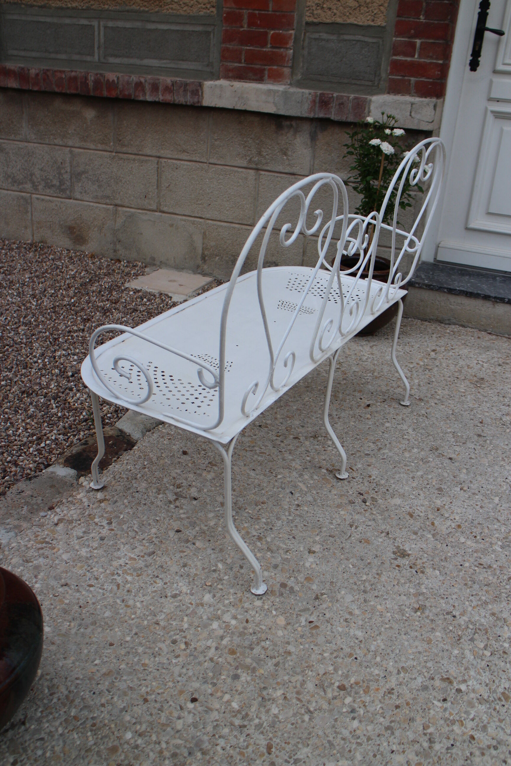 Iron garden bench