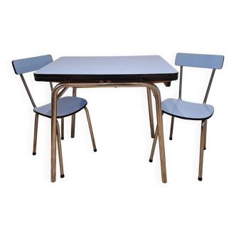 Blue formica table and chairs