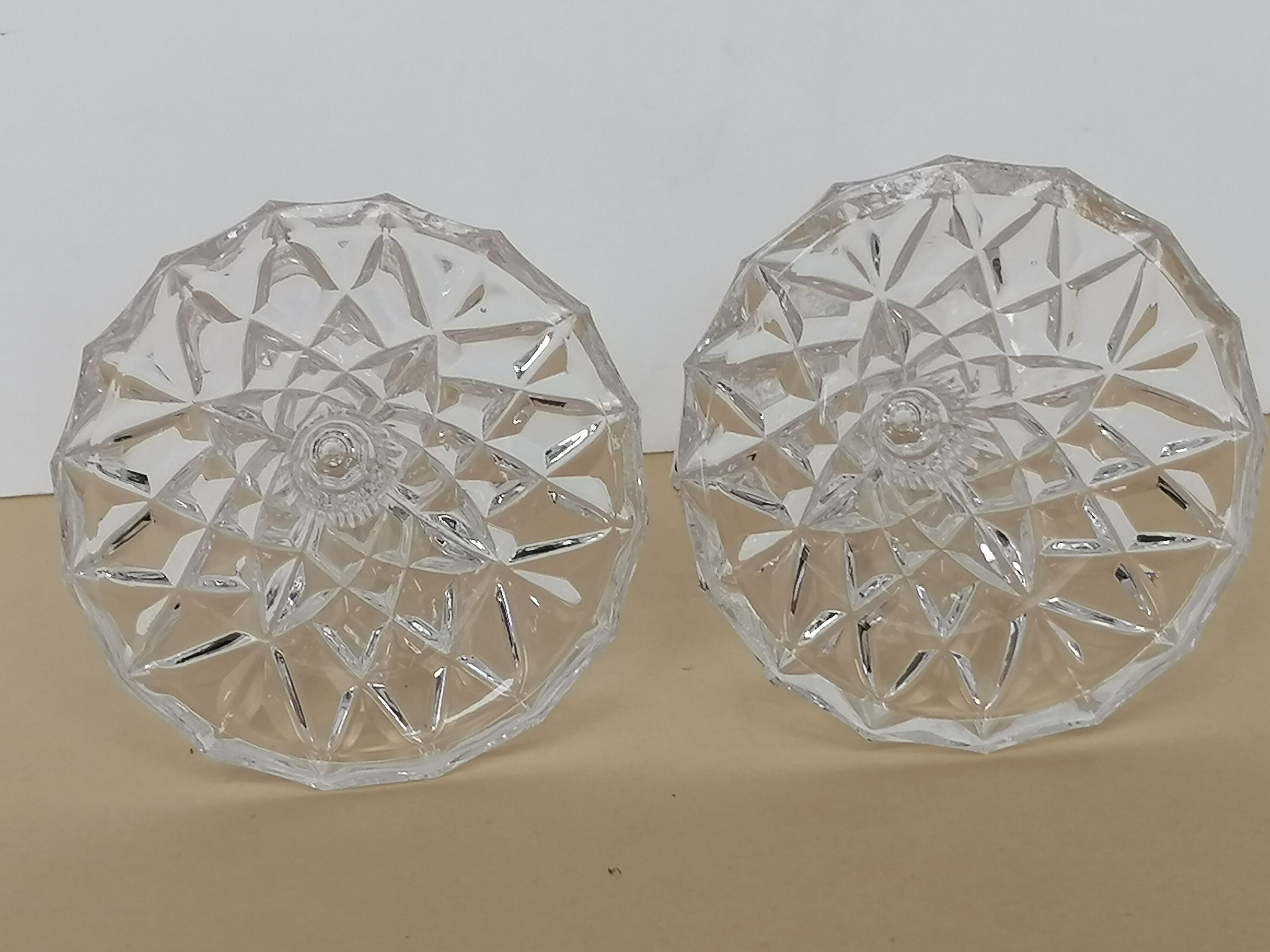 Pair of crystal candle holders
