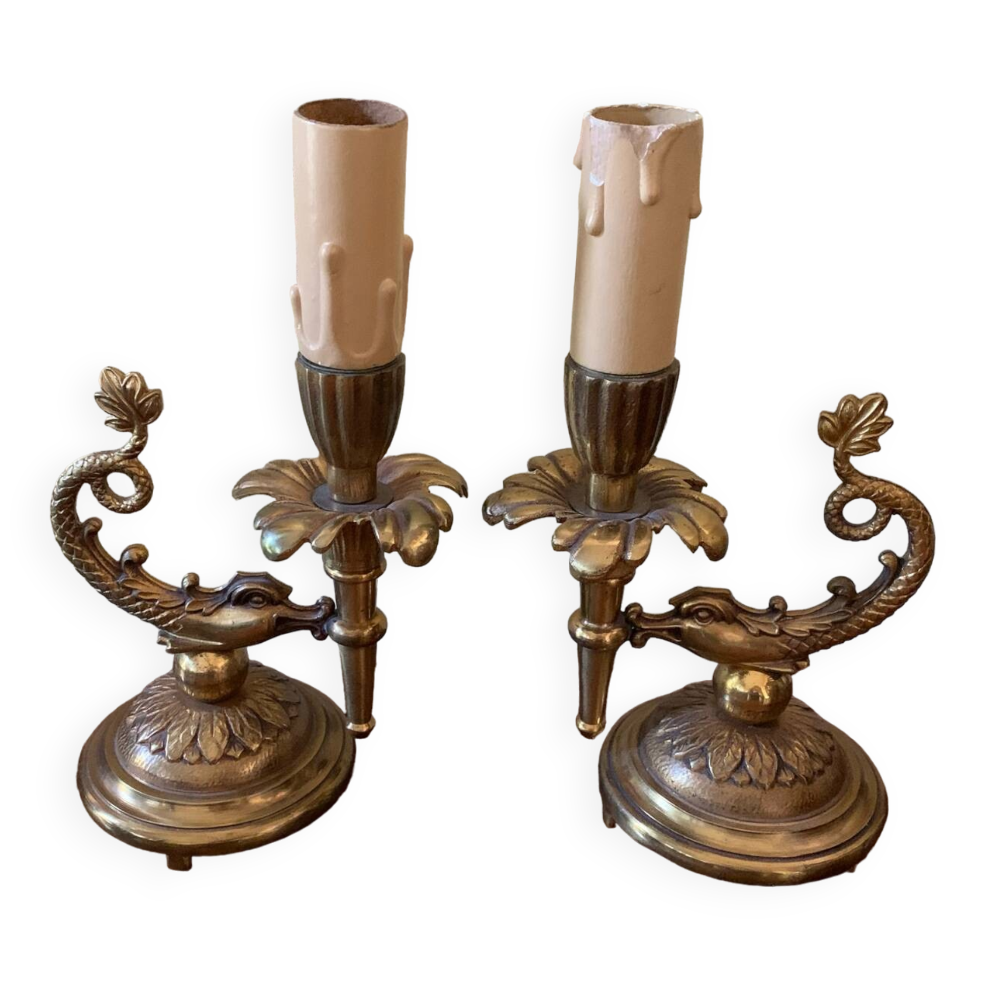 Bronze candlesticks lamp bases
