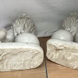 Pair of white marble lions