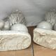 Paire de lions en marbres blancs