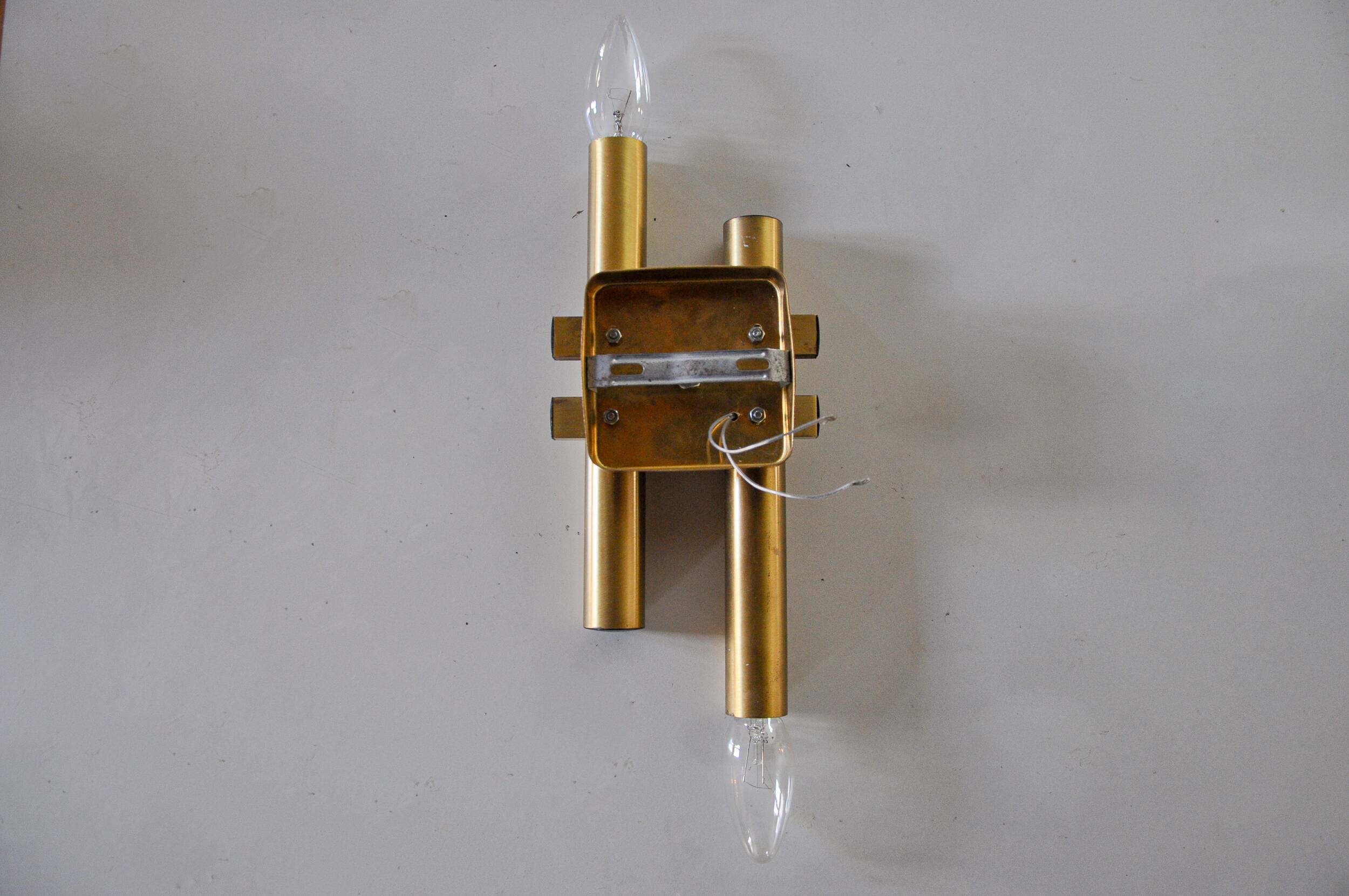 Tubular wall lamp by Maison Sciolari, 2 lights, Italy, 1970