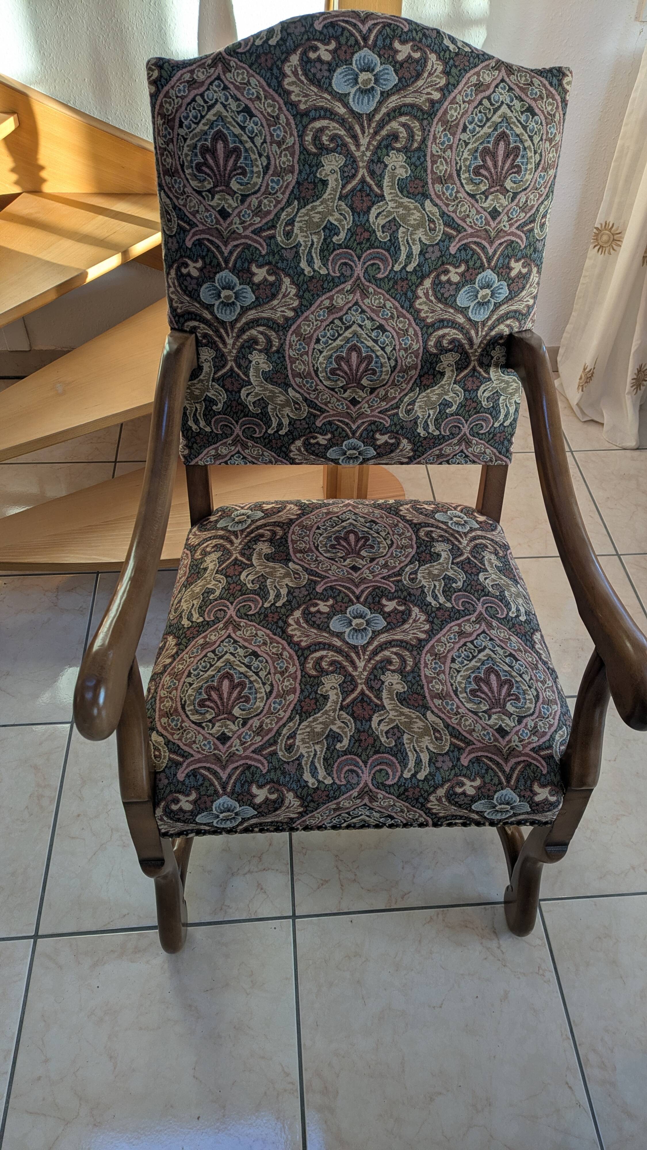 Set of 3 Louis Philippe upholstered armchairs