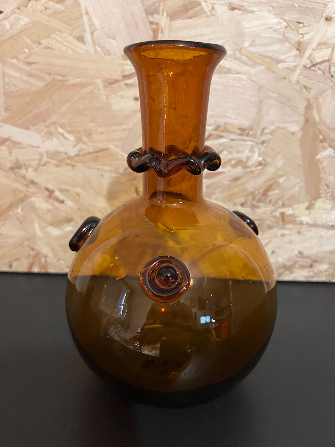 Amber blown glass vase