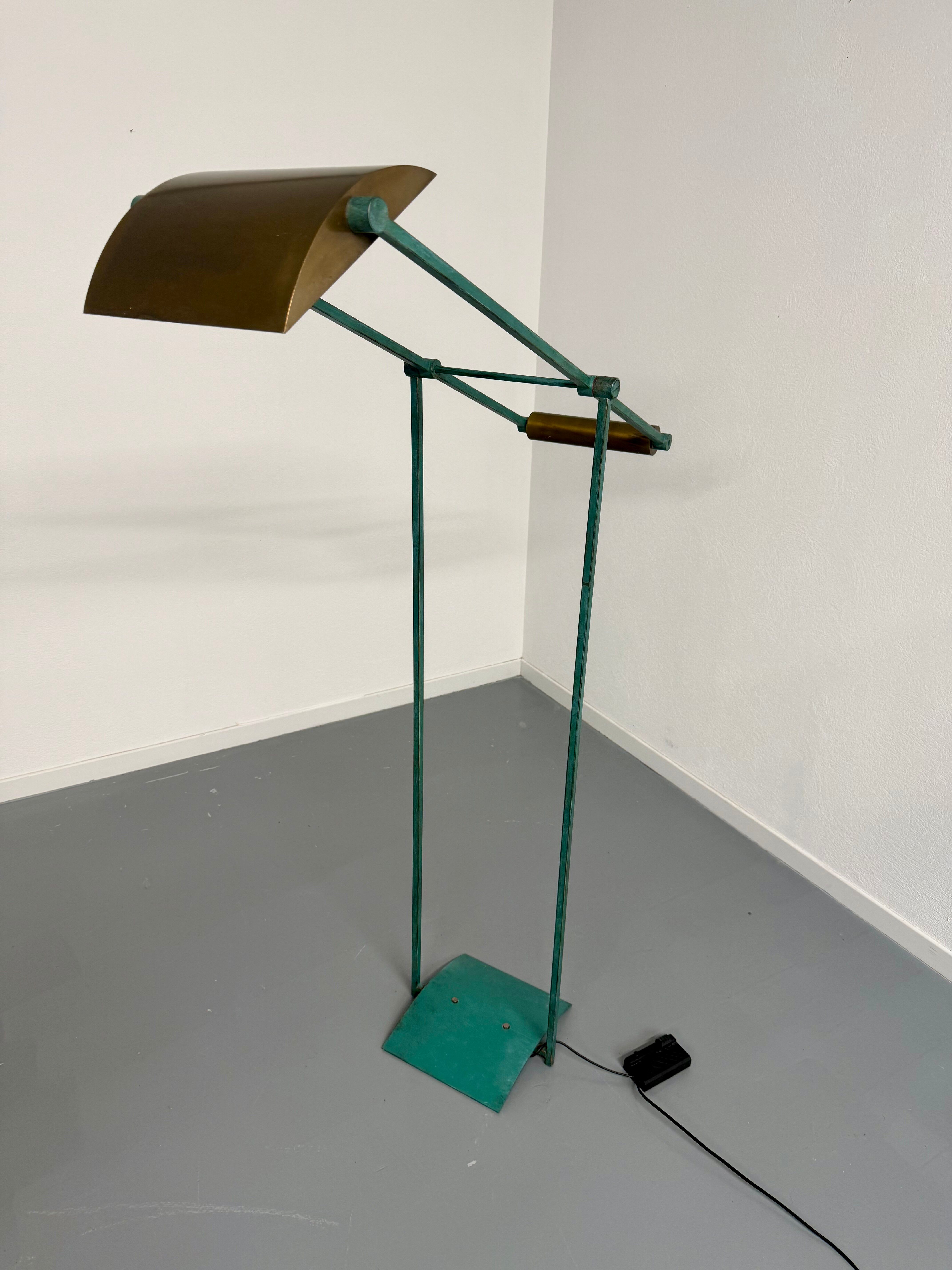 Postmodernist 1980s vintage metal halogen lamp