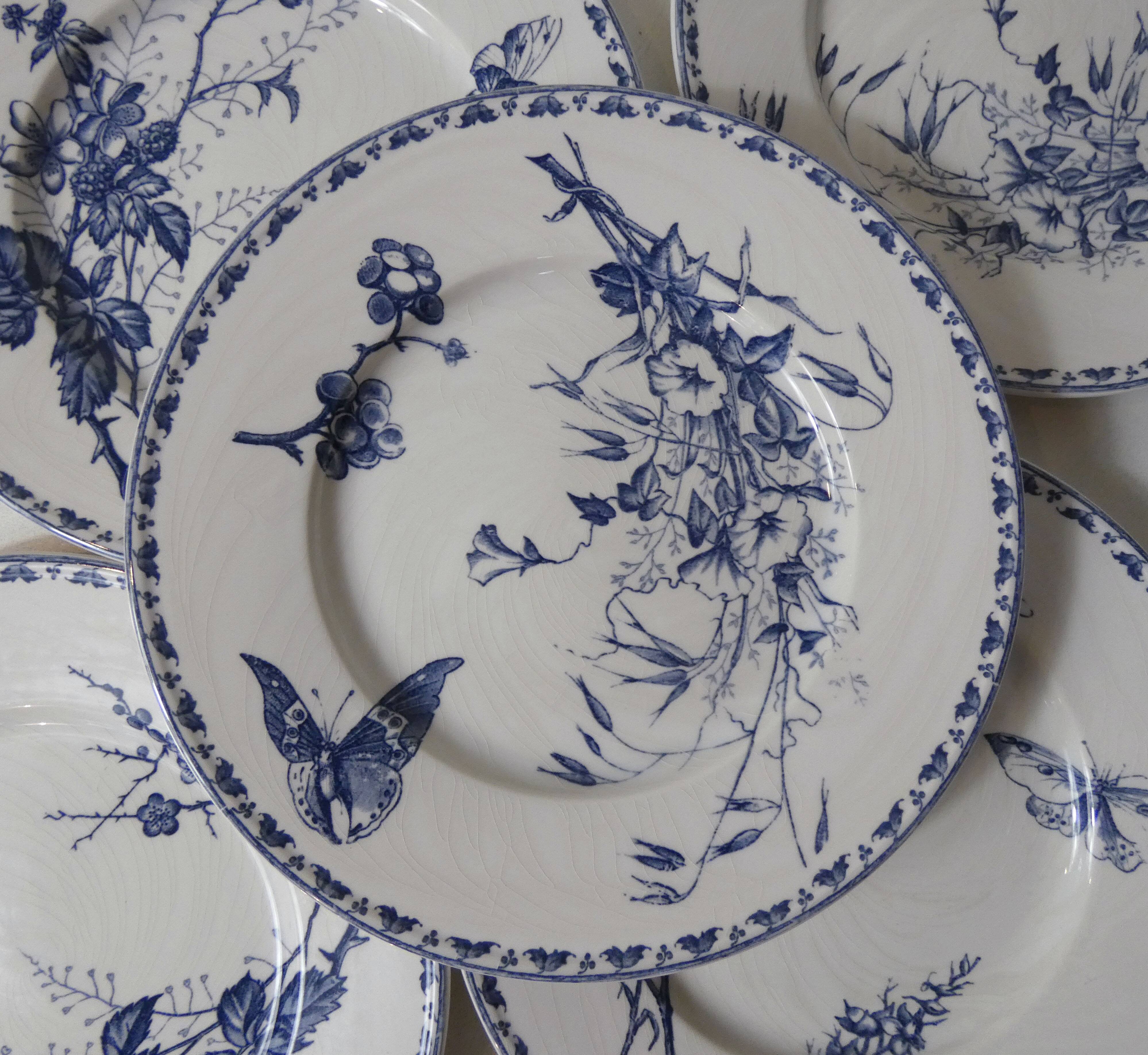 Terre de fer 6 Sarreguemines butterfly dessert plates
