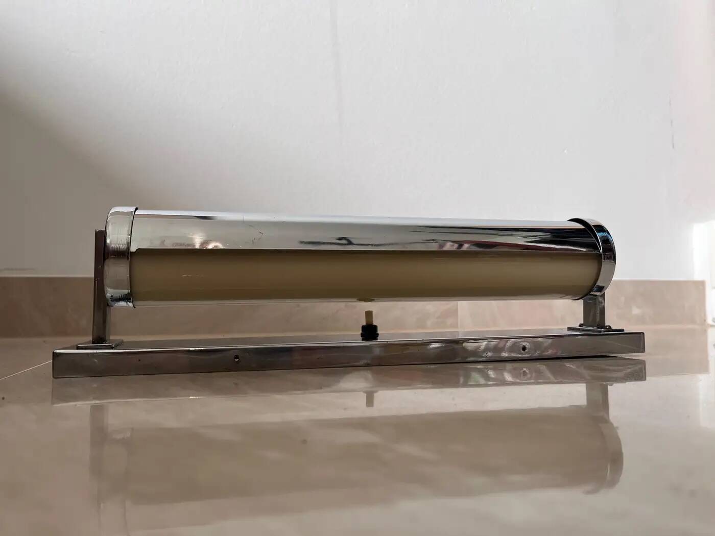 Big chrome Bauhaus / functionalist wall lamp with lampshade - 1930s