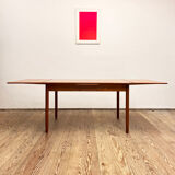 Extendable mid century teak dining table with pull out leaves, denmark, 1950s