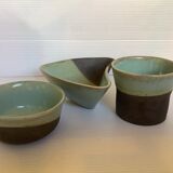 Trio de céramique verte vernie noire mat