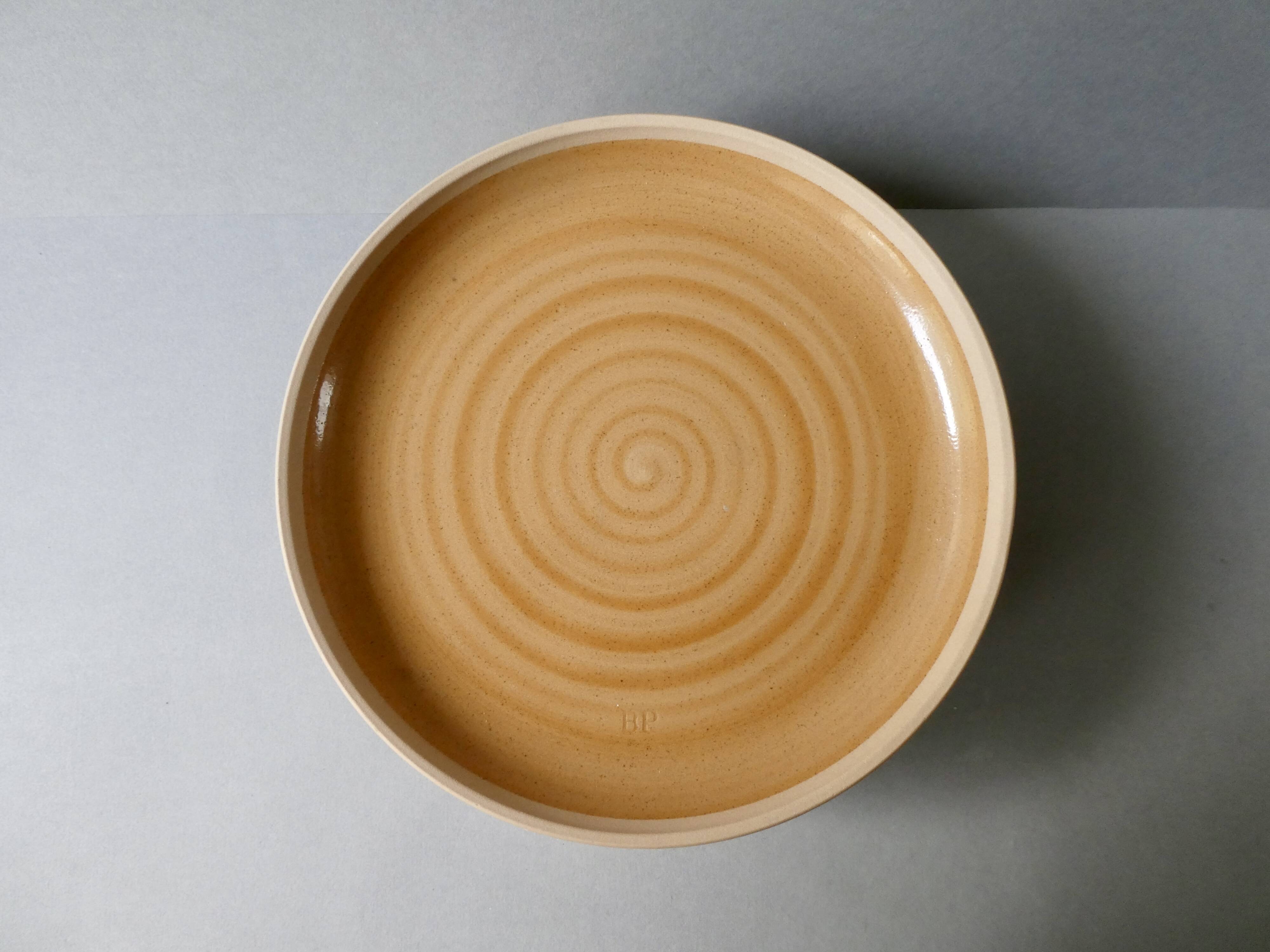 6 flat plates in Burgundy stoneware, Sarreguemines France