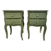 pair of wooden bedside tables
