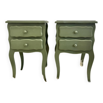 pair of wooden bedside tables