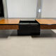 Table basse bar cocktail intégré en loupe d'orme vintage 1970