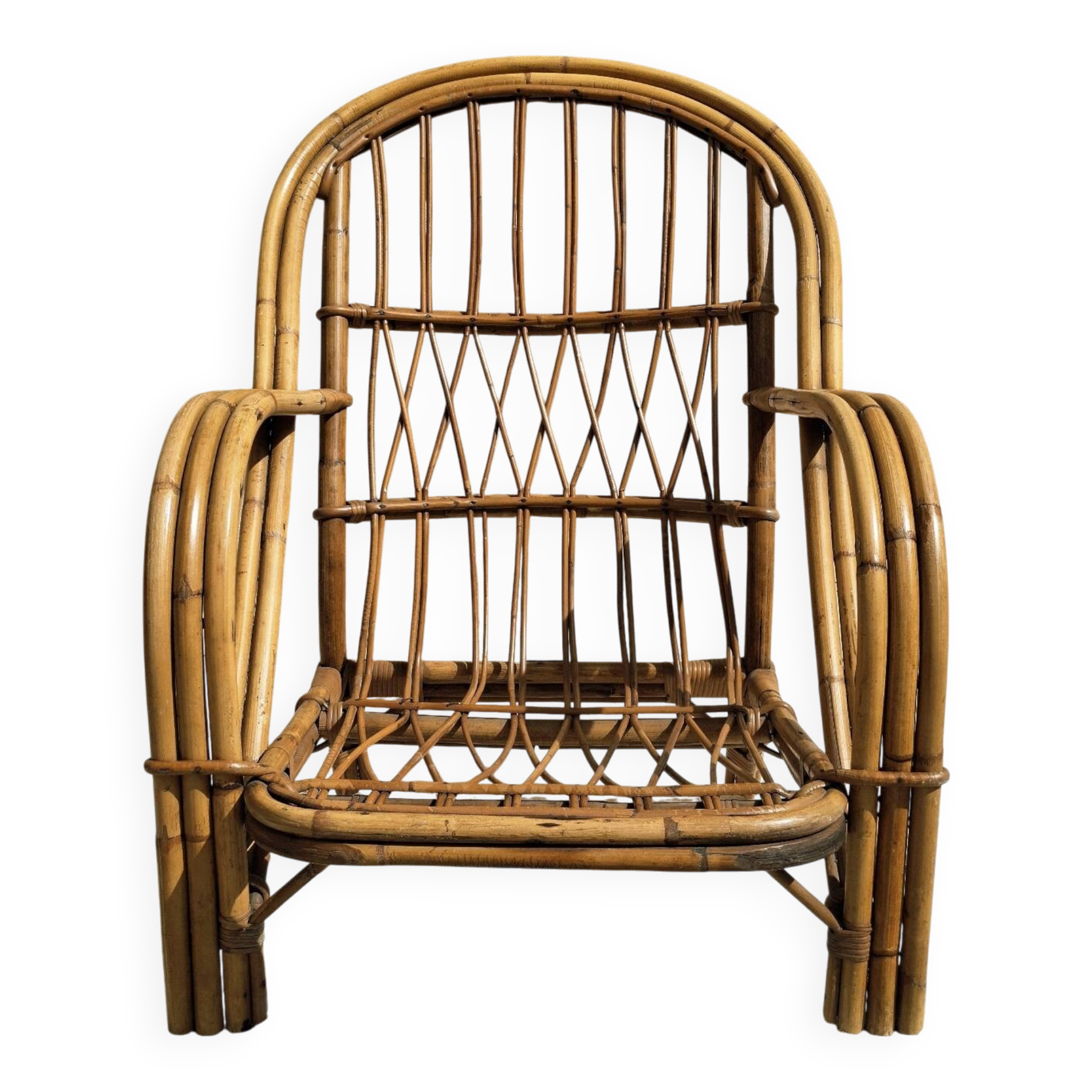 Audoux-Minnet rattan armchair 1950