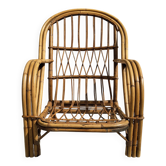 Fauteuil en rotin Audoux-Minnet 1950